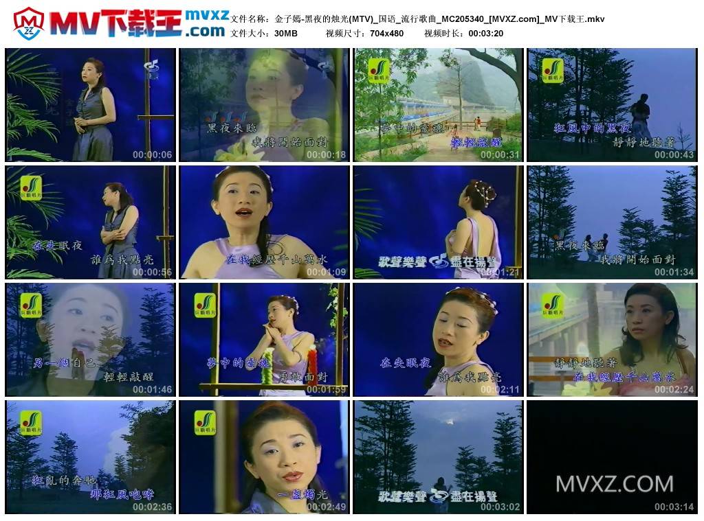 金子嫣-黑夜的烛光(MTV)_国语_流行歌曲_MC205340